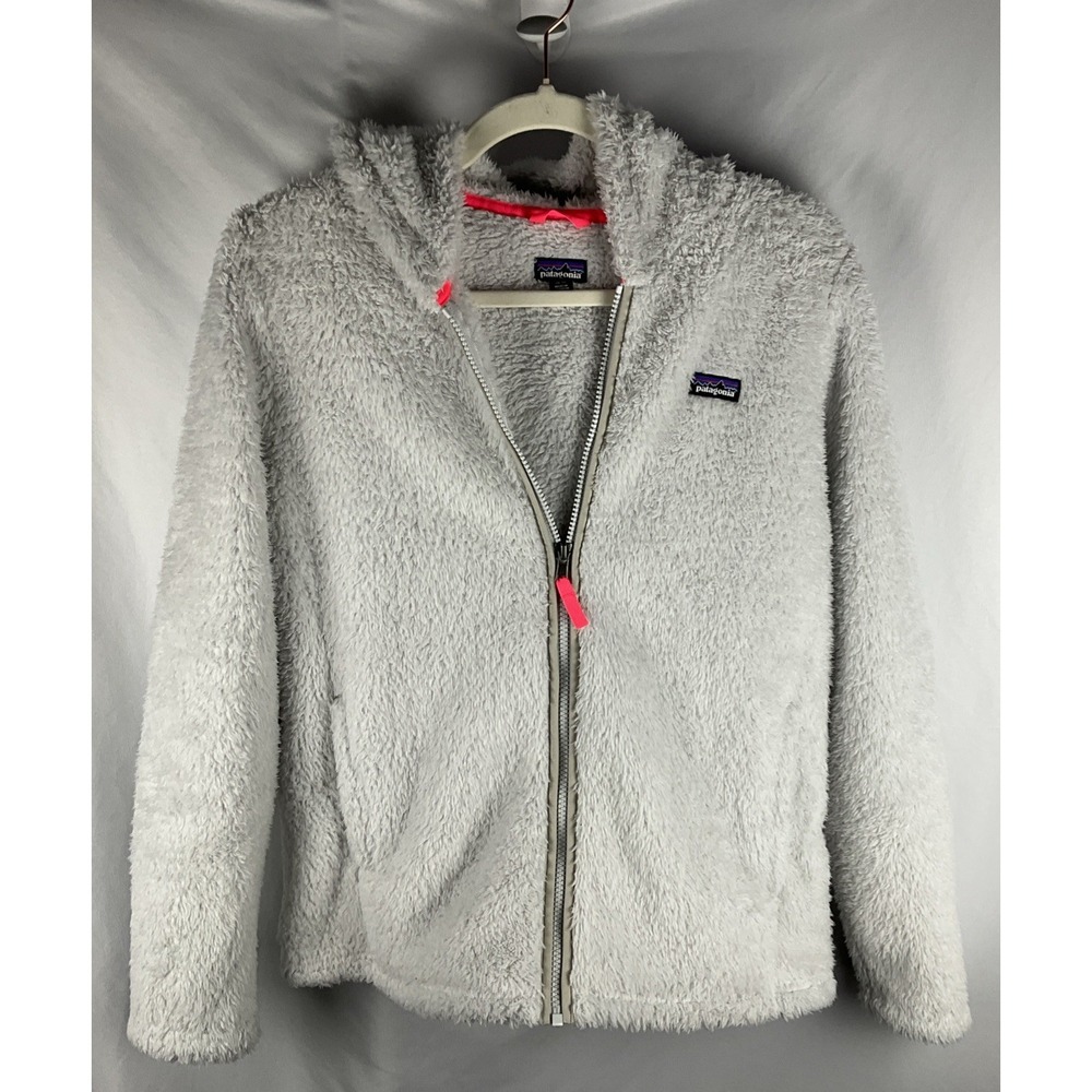 Patagonia Girls XXL 16-18 Los Gatos Fleece Jacket Gray Hooded Full Zip Sherpa